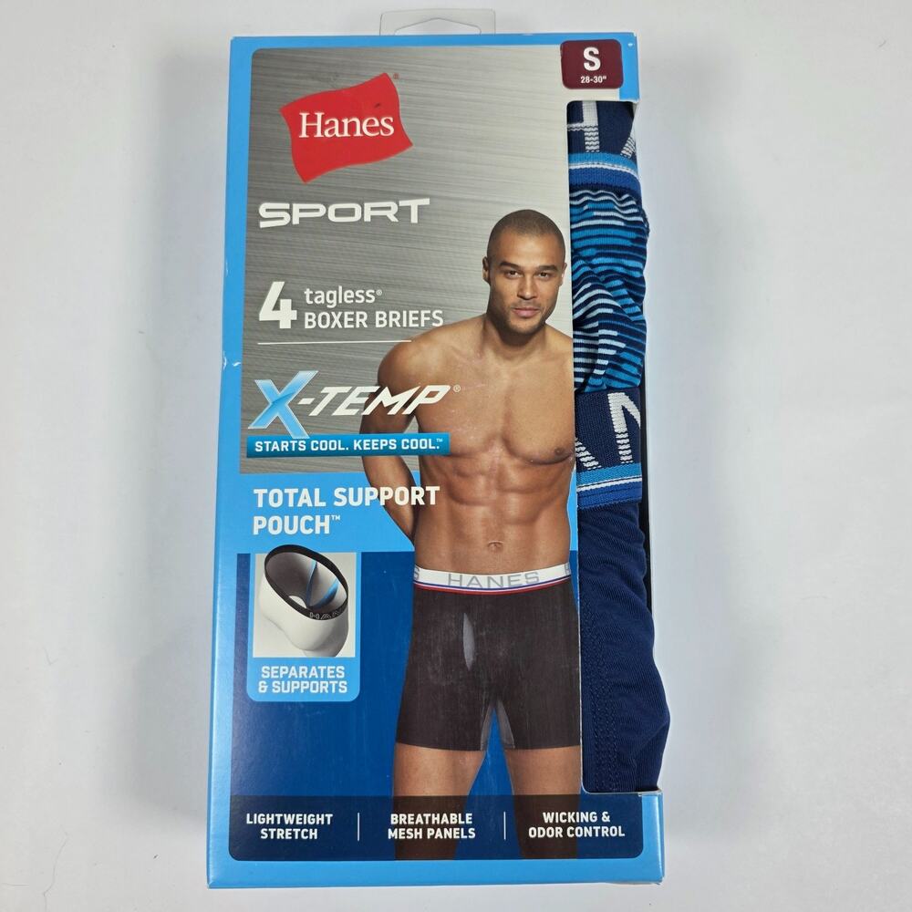 Hanes Boxer Brief Underwear Small 4-Pack Mens X-Temp Quick-Dry Cool Mesh New